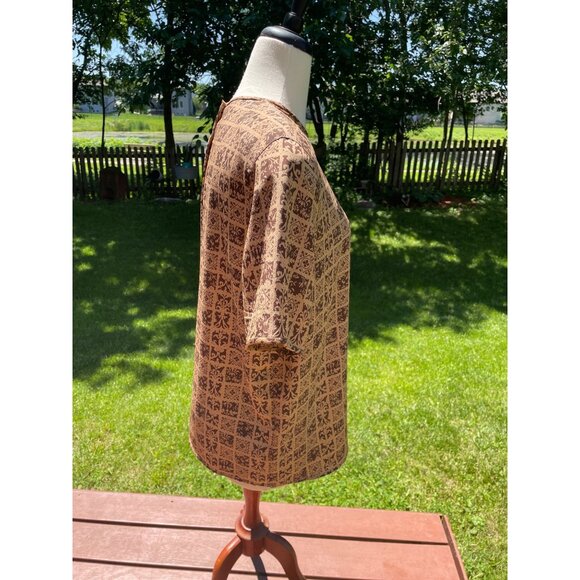Rena Rowan For Saville Lexington Brown & Tan Patterned Top Size 16W 100% Polyest - Picture 7 of 10